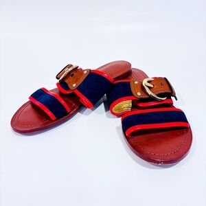 COACH Navy and red flat sandals